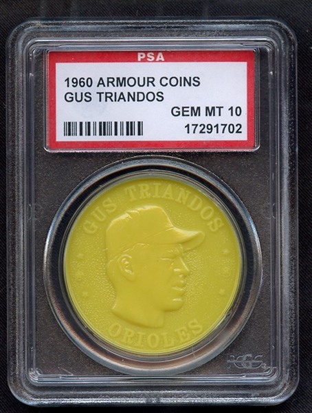 1960 ARMOUR COINS GUS TRIANDOS PSA GEM MT 10