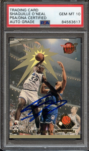 1992 ULTRA REJECTOR SIGNED SHAQUILLE O'NEAL PSA/DNA AUTO 10
