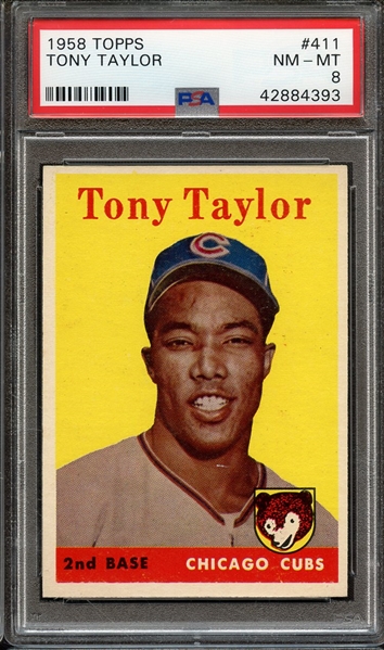 1958 TOPPS 411 TONY TAYLOR PSA NM-MT 8