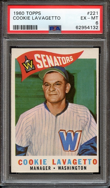 1960 TOPPS 221 COOKIE LAVAGETTO PSA EX-MT 6