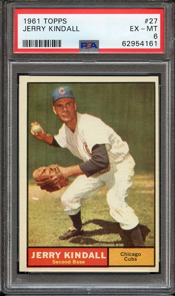 1961 TOPPS 27 JERRY KINDALL PSA EX-MT 6