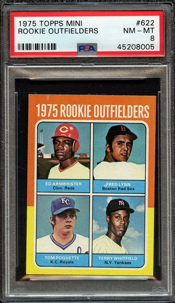 1975 TOPPS MINI 622 ROOKIE OUTFIELDERS PSA NM-MT 8