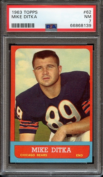1963 TOPPS 62 MIKE DITKA PSA NM 7