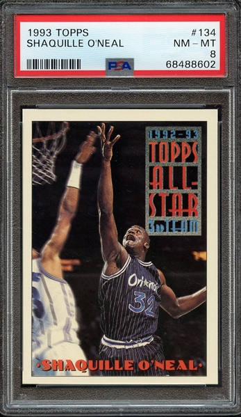 1993 TOPPS 134 SHAQUILLE O'NEAL PSA NM-MT 8