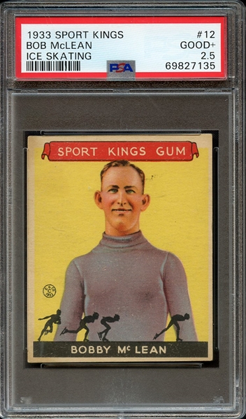 1933 SPORT KINGS 12 BOB McLEAN ICE SKATING PSA GOOD+ 2.5