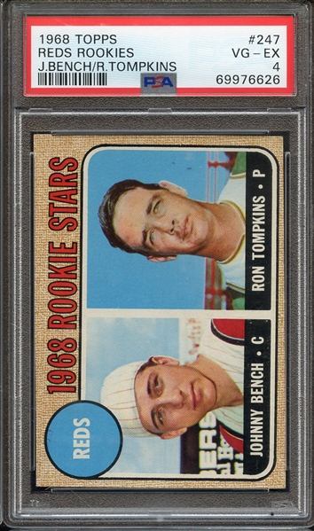 Lot Detail 1968 TOPPS 247 REDS ROOKIES J BENCH R TOMPKINS PSA VG EX 4