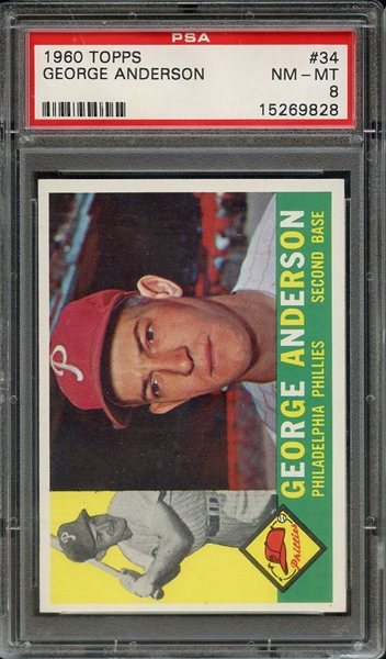 1960 TOPPS 34 GEORGE ANDERSON PSA NM-MT 8