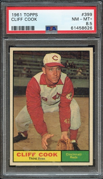 1961 TOPPS 399 CLIFF COOK PSA NM-MT+ 8.5