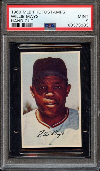 1969 MLB PHOTOSTAMPS WILLIE MAYS HAND CUT PSA MINT 9