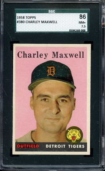1958 TOPPS 380 CHARLEY MAXWELL SGC NM+ 86 / 7.5