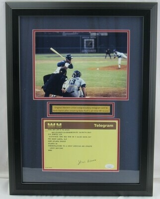 Hank Aaron Signed Framed Original 715th HR Congratulatory Telegram w/ 8x10 Photo JSA COA