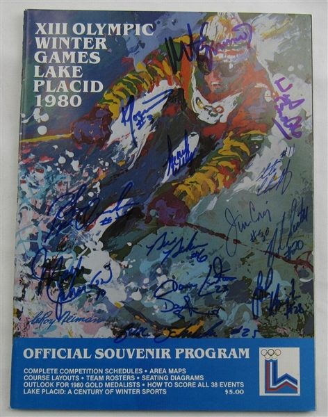Herb Brooks Mike Eruzione Jim Craig +10 Signed 1980 USA Hockey Olympic Games Program JSA XX81221