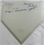 HOFers Signed Full Size Home Plate Mickey Mantle Ted Williams Joe DiMaggio Willie Mays +4 JSA XX78329