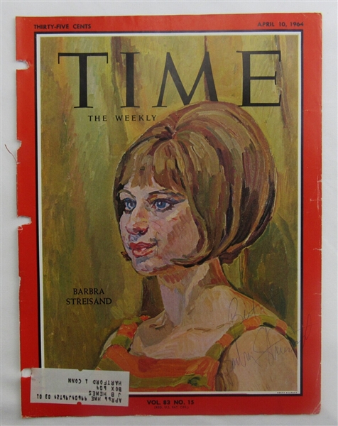 Barbra Streisand Signed Auto Autograph Time Magazine Cut Cover 4/10/64 JSA XX78748