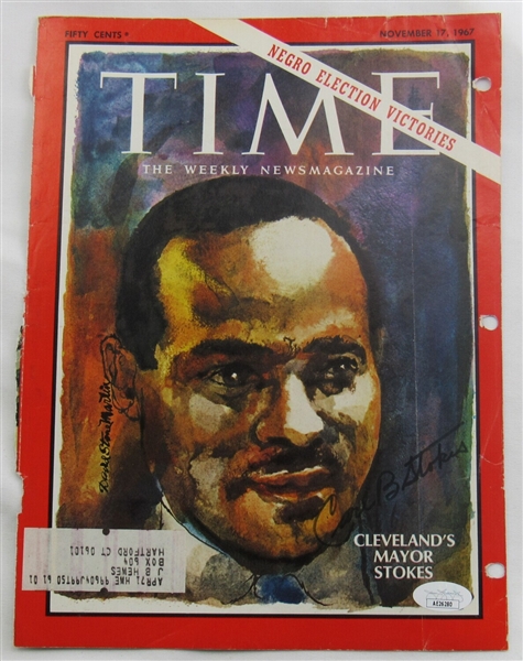 Carl Stokes Signed Auto Autograph Time Magazine Cut Cover 11/17/67 JSA AE26280