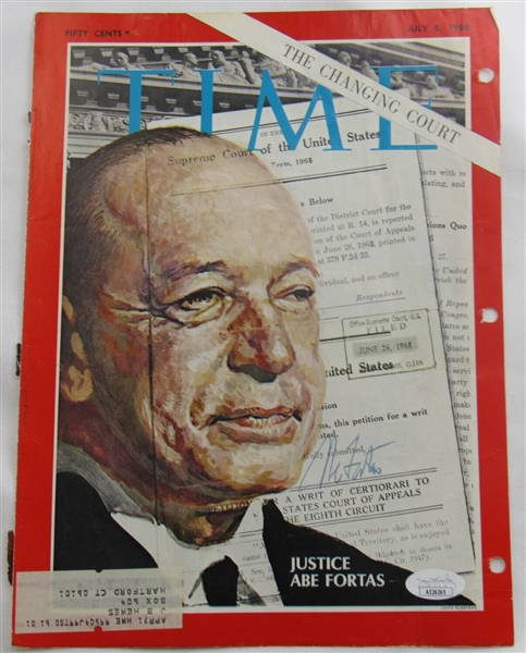Abe Fortas Signed Auto Autograph Time Magazine Cut Cover 7/5/68 JSA AE26265