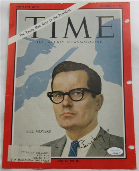 Bill Moyers Signed Auto Autograph Time Magazine Cut Cover 10/29/65 JSA AE26246