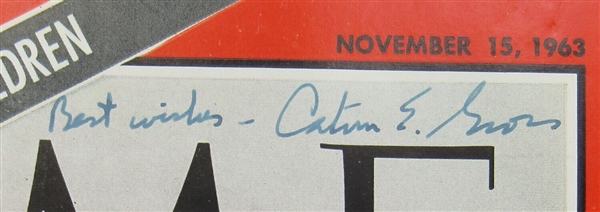 Calvin Gross Signed Auto Autograph Time Magazine Cut Cover 11/15/63 JSA AE26405