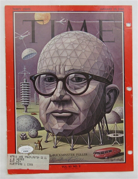 Buckminster Fuller Signed Auto Autograph Time Magazine Cut Cover 1/10/64 JSA AE26394