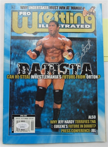 Batista Rey Mysterio Jeff Hardy Melina Signed WWE WWF Magazine April 2005 JSA UU73732