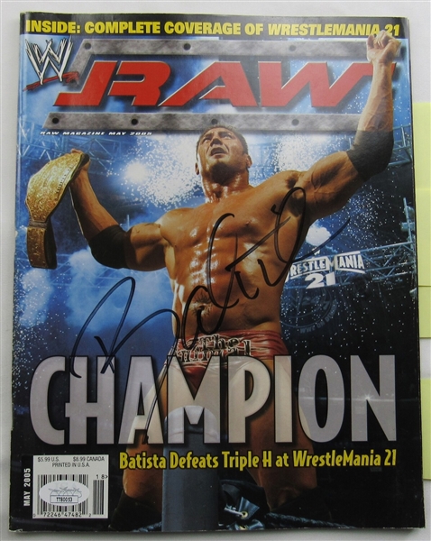 Batista Christy Hemme Carlito John Cena Chris Masters Signed WWE WWF Magazine May 2005 JSA TT80053