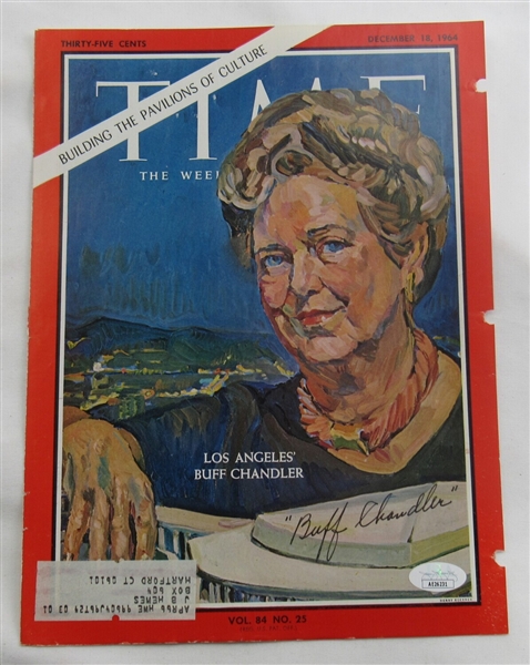 Dorothy Buffum Buff Chandler Signed Auto Autograph Time Magazine Cut Cover 12/18/64 JSA AE26231