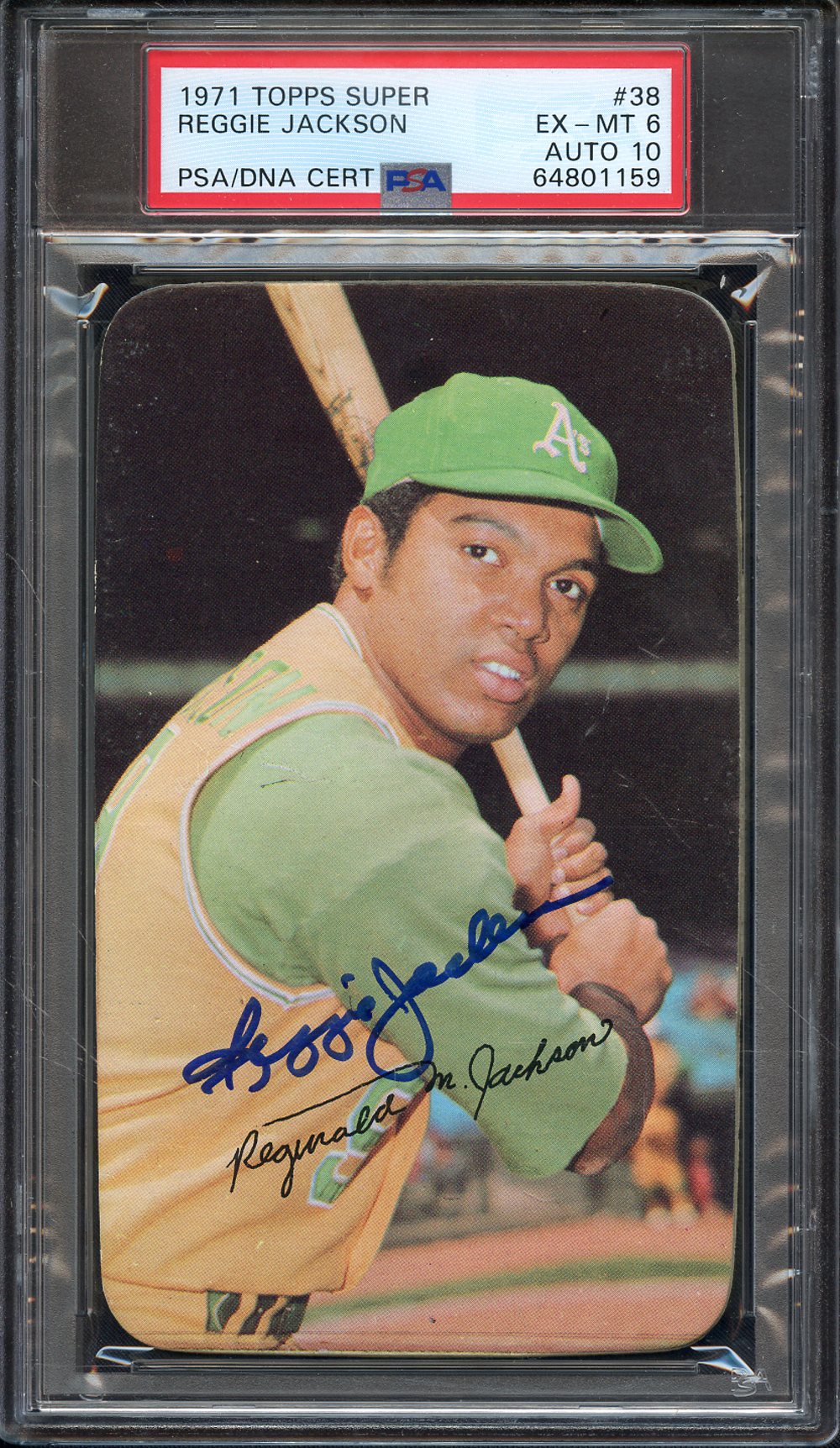 Lot Detail 1971 TOPPS SUPER 38 SIGNED REGGIE JACKSON PSA EX MT 6 PSA