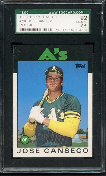 1986 TOPPS TRADED 20T JOSE CANSECO SGC NM/MT+ 92 / 8.5