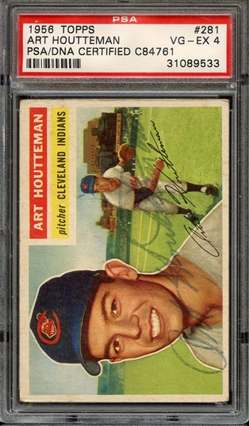 1956 TOPPS 281 SIGNED ART HOUTTEMAN PSA/DNA AUTHENTIC