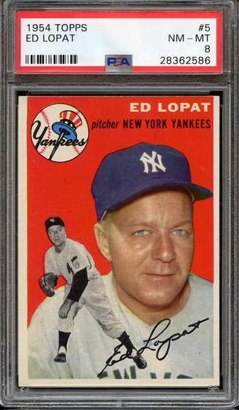1954 TOPPS 5 ED LOPAT PSA NM-MT 8