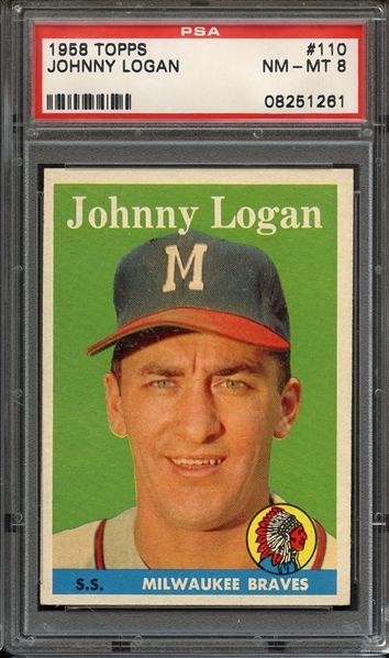 1958 TOPPS 110 JOHNNY LOGAN PSA NM-MT 8