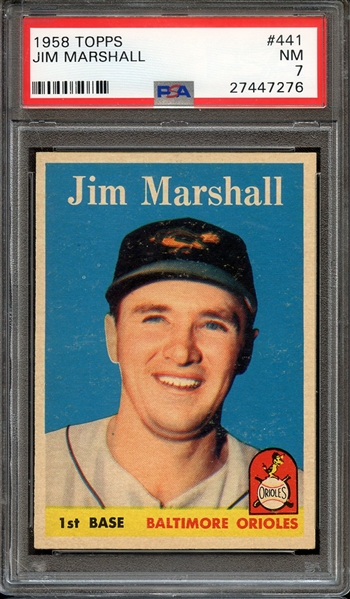 1958 TOPPS 441 JIM MARSHALL PSA NM 7