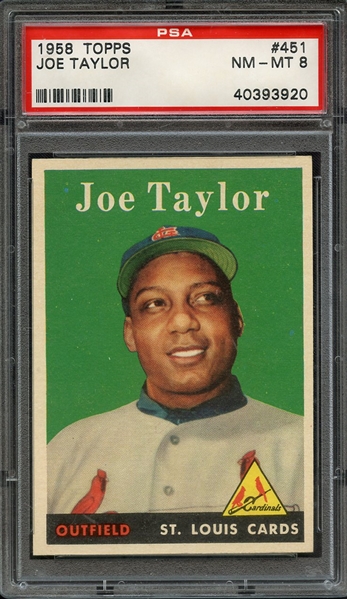 1958 TOPPS 451 JOE TAYLOR PSA NM-MT 8