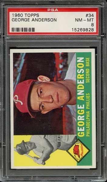 1960 TOPPS 34 GEORGE ANDERSON PSA NM-MT 8