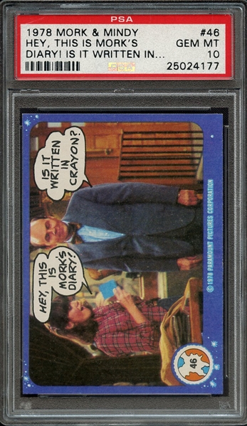 1978 TOPPS MORK & MINDY 46 HEY, THIS IS MORK'S DIARY! IS IT WRITTEN IN... PSA GEM MT 10