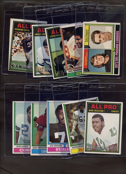 (10) 1974 TOPPS FOOTBALL LOT W/HALL OF FAMERS