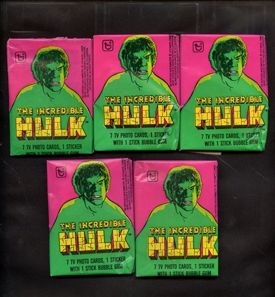 (5) 1979 HULK WAX PACKS WITH EMPTY BOX