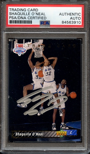 1992 UPPER DECK 1B TRADE CARD SIGNED SHAQUILLE O'NEAL PSA/DNA AUTO AUTHENTIC