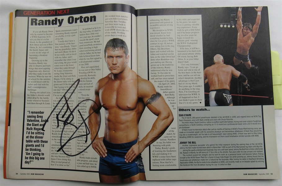 Trish Stratus Batista x2 John Cena Randy Orton +4 Signed WWE WWF Magazine September 2002 JSA UU73728