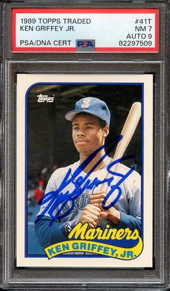 1989 TOPPS TRADED 41T SIGNED KEN GRIFFEY JR PSA NM 7 PSA/DNA AUTO 9