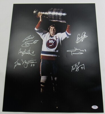 Islanders Legends Signed 16x20 Photo Billy Smith Bryan Trottier Denis Potvin +3 PSA/DNA II