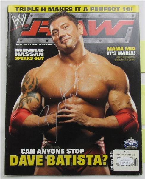 Batista Maria Kanellis x3 Christy Hemme Signed WWE WWF Magazine February 2005 JSA UU73684