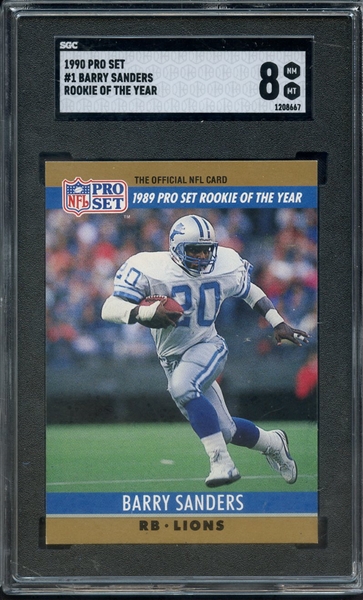 1990 PRO SET 1 BARRY SANDERS ROOKIE OF THE YEAR SGC NM-MT 8