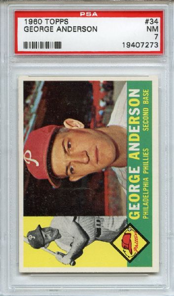 1960 Topps 34 George Sparky Anderson PSA NM 7