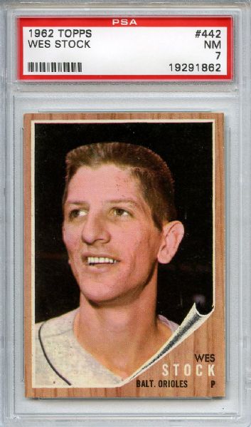 1962 Topps 442 Wes Stock PSA NM 7