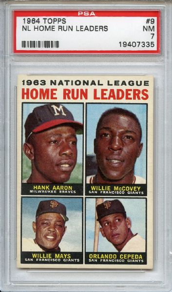 1964 Topps 9 NL Home Run Leaders Aaron McCovey Mays Cepeda PSA NM 7
