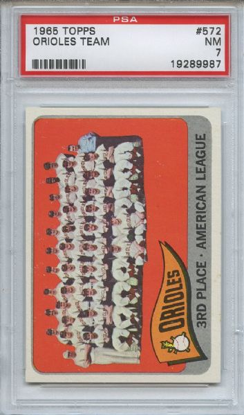 1965 Topps 572 Baltimore Orioles Team PSA NM 7