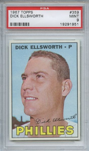 1967 Topps 359 Dick Ellsworth PSA MINT 9
