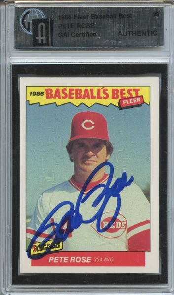 1986 Fleer Baseball Best Signed Pete Rose GAI