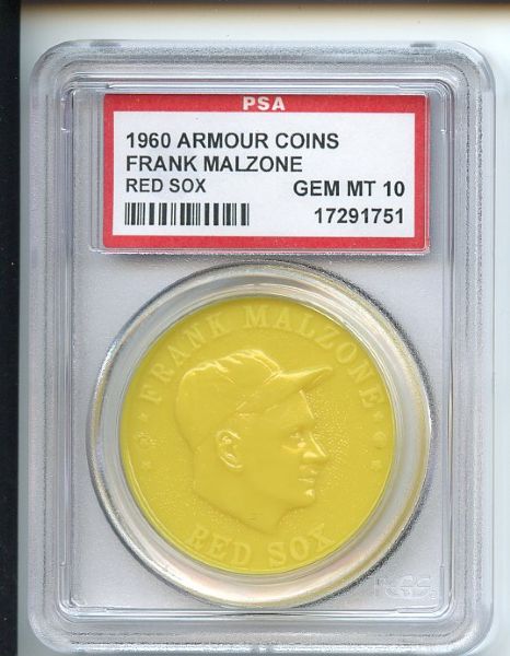 1960 Armour Coins Yellow Frank Malzone Red Sox PSA GEM MT 10
